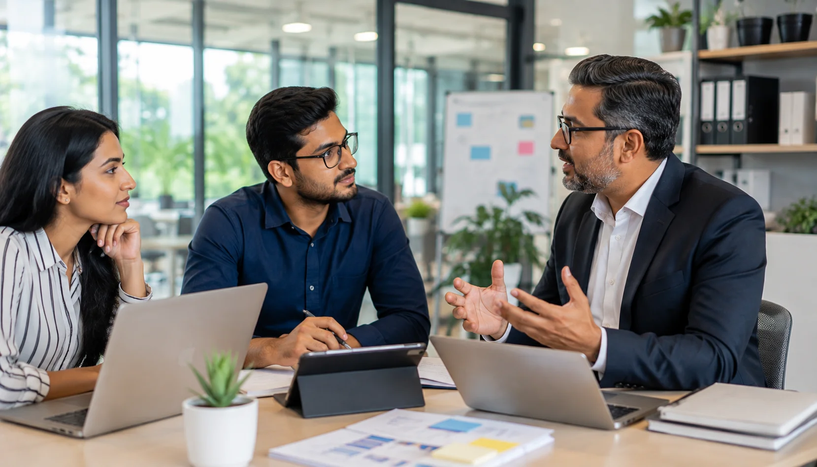 Professional discussing career opportunities after Professional Scrum Master II Certification with a senior mentor during an online session.