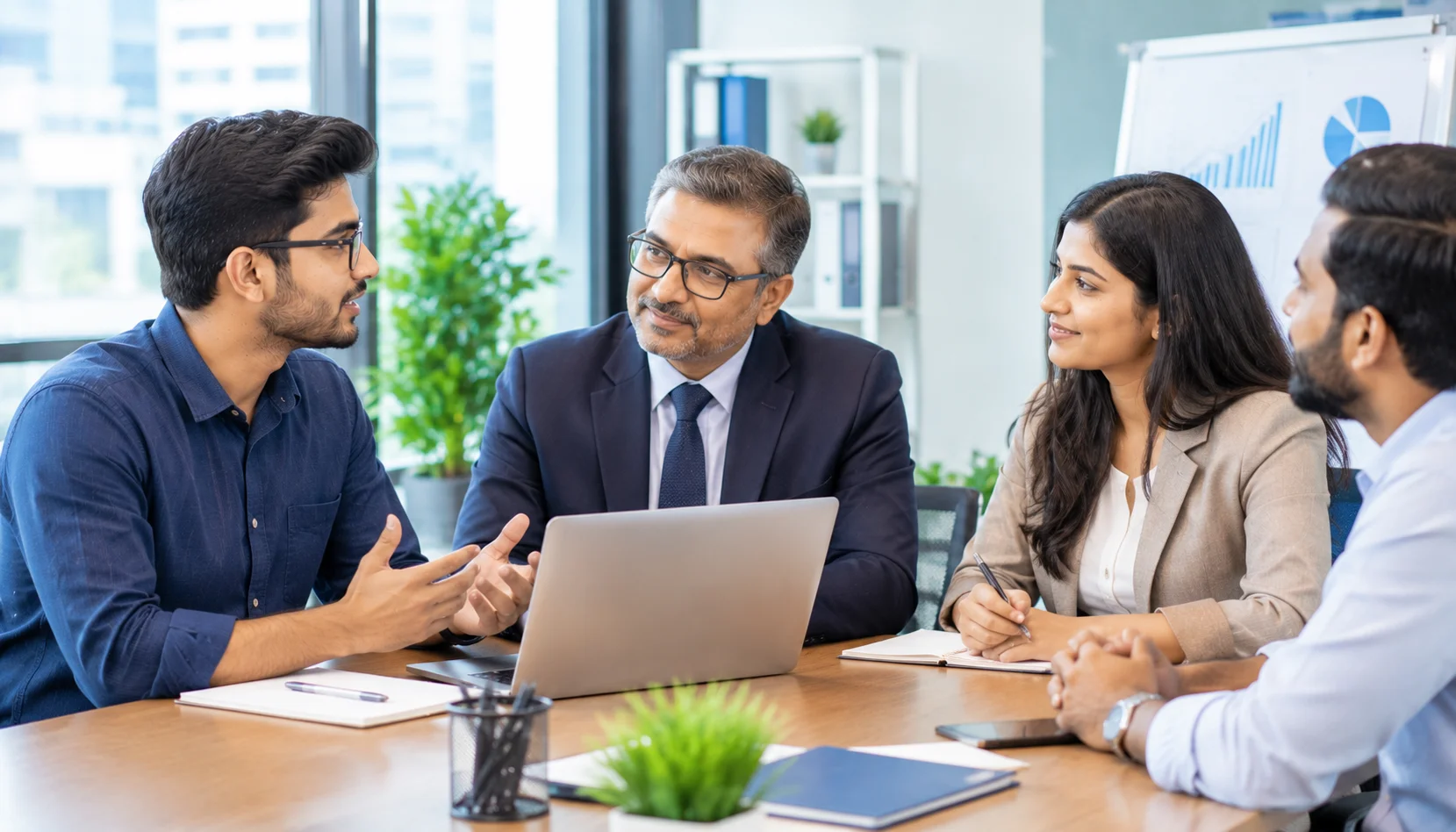 Professional discussing career opportunities after Salesforce Certified Platform Data Architect Certification with a senior mentor online.