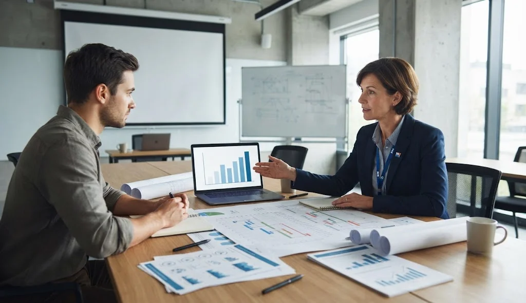 PMI Scheduling Professional candidate discussing certification examination costs with an experienced PMI scheduling instructor.