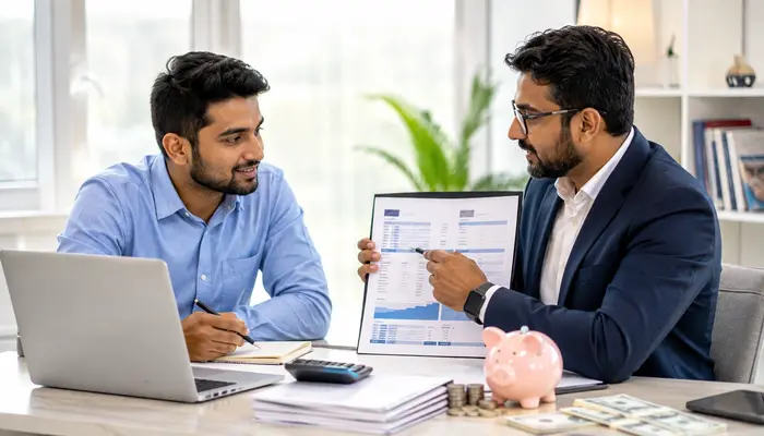 CompTIA Ethical Hacker Pro Certification professional discussing examination costs and certification options with a senior mentor.