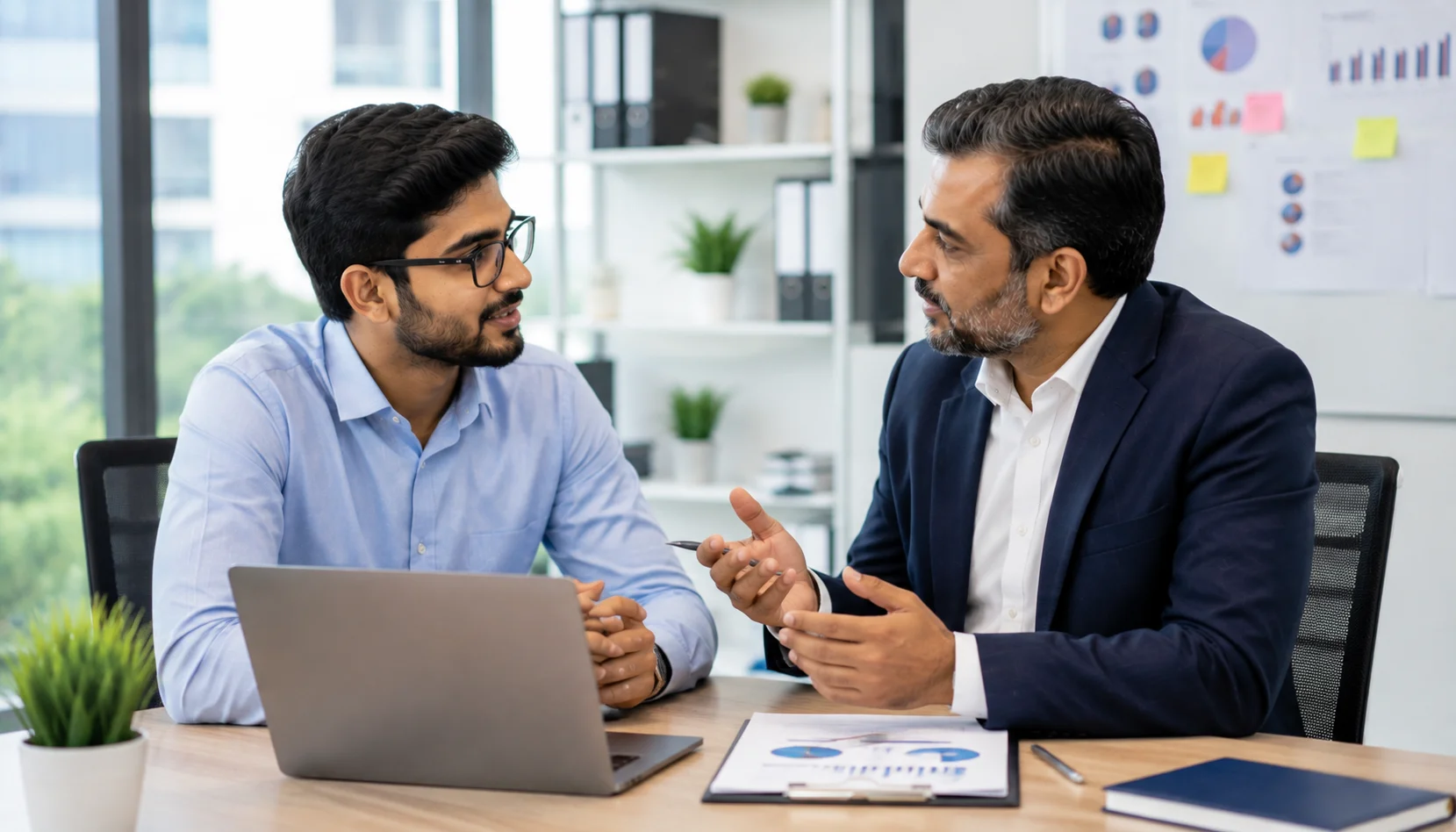 Professional discussing average salary after Salesforce Certified Platform Data Architect Certification with a senior mentor online.