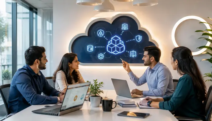 NYTCC team discussing AWS Certified Solutions Architect – Professional Certification online training in a bright modern office.