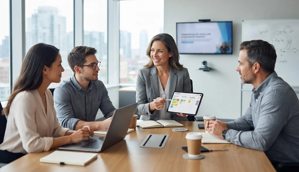 Student discussing Professional Scrum Developer Certification training with an expert instructor in an online learning class.
